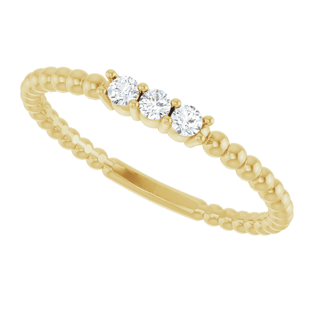 14K Yellow Gold 1/10 CTW Natural Diamond Beaded Ring