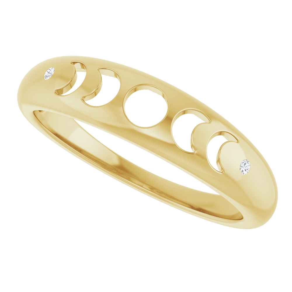 14K Yellow Gold .015 CTW Natural Diamond Moon Phase Ring