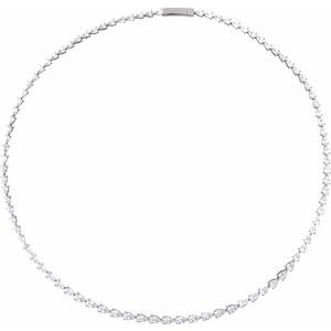 14K White 10 CTW Lab-Grown Diamond Line 16" Necklace