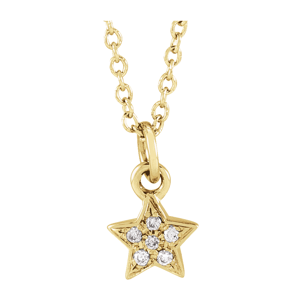 14K Yellow Gold .03 CTW Natural Diamond Youth Petite Star Necklace