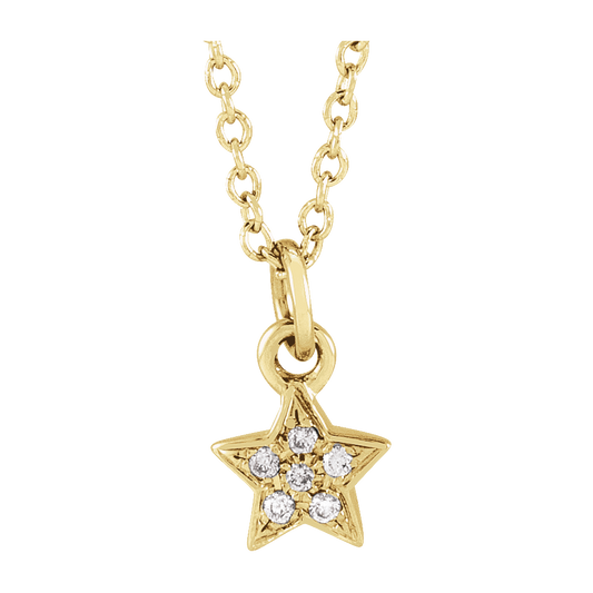 14K Yellow Gold .03 CTW Natural Diamond Youth Petite Star Necklace