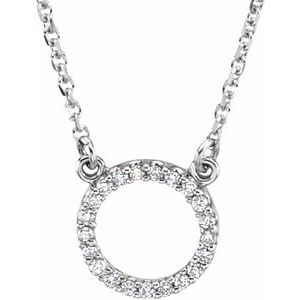 14K White .08 CTW Natural Diamond Circle 16" Necklace