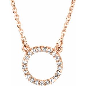 14K Rose .08 CTW Natural Diamond Circle 16" Necklace