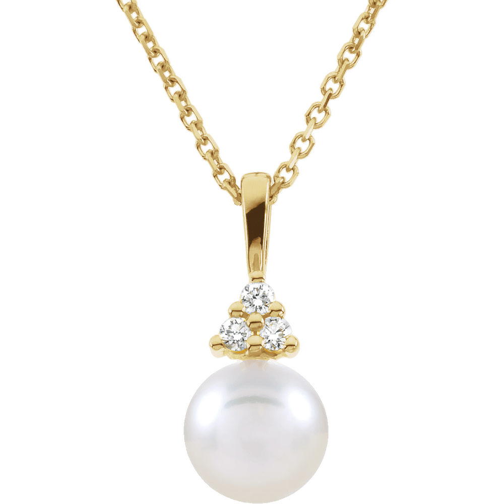 14K Yellow Gold Accented Pearl Pendant