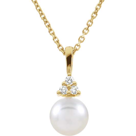 14K Yellow Gold Accented Pearl Pendant