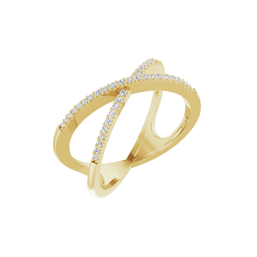 14K Yellow Gold 1/6 CTW Natural Diamond Criss-Cross Ring