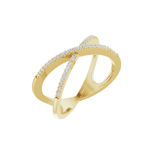 14K Yellow Gold 1/6 CTW Natural Diamond Criss-Cross Ring