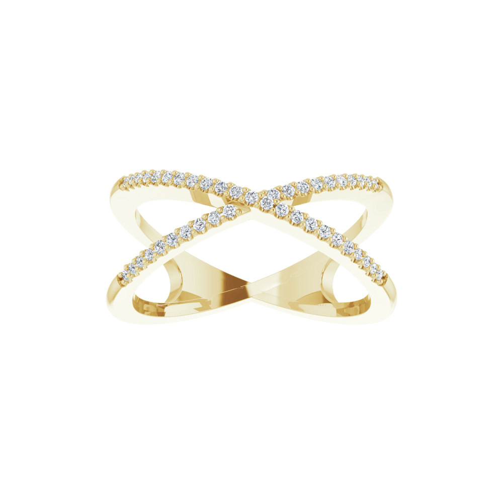 14K Yellow Gold 1/6 CTW Natural Diamond Criss-Cross Ring