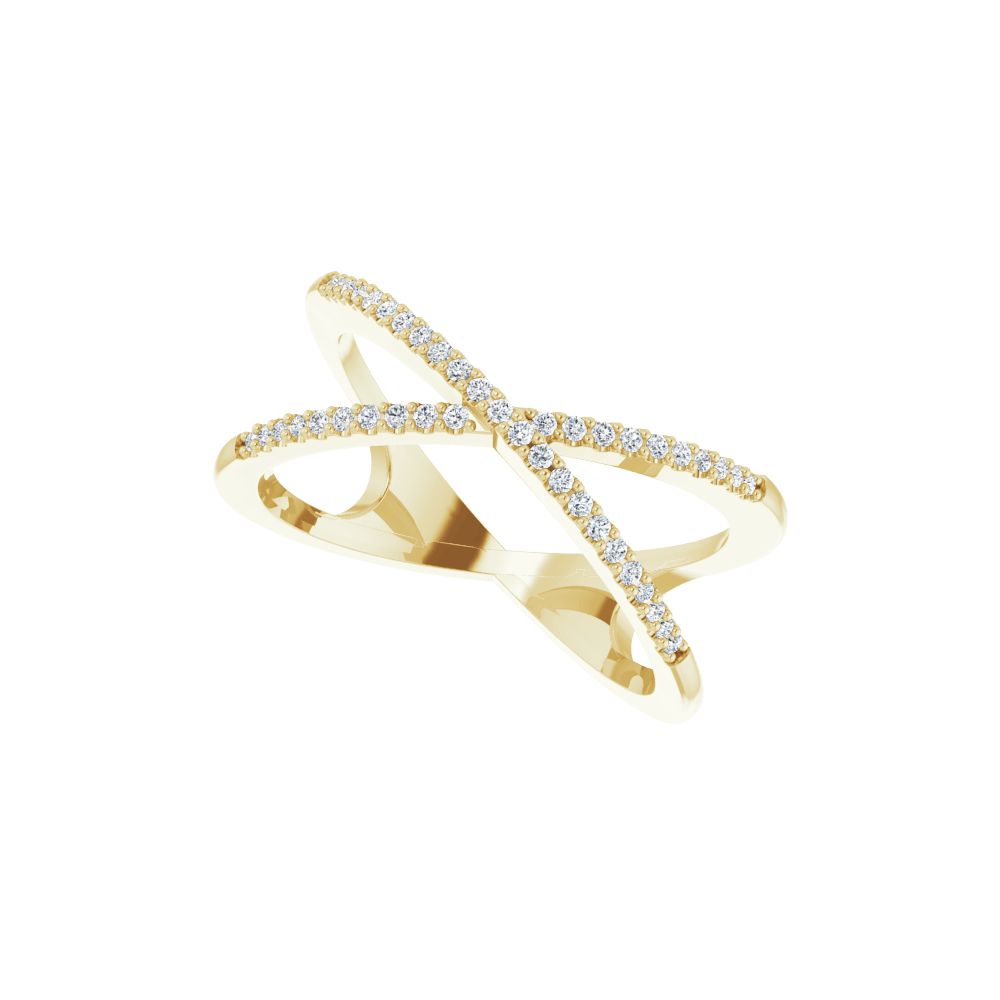 14K Yellow Gold 1/6 CTW Natural Diamond Criss-Cross Ring