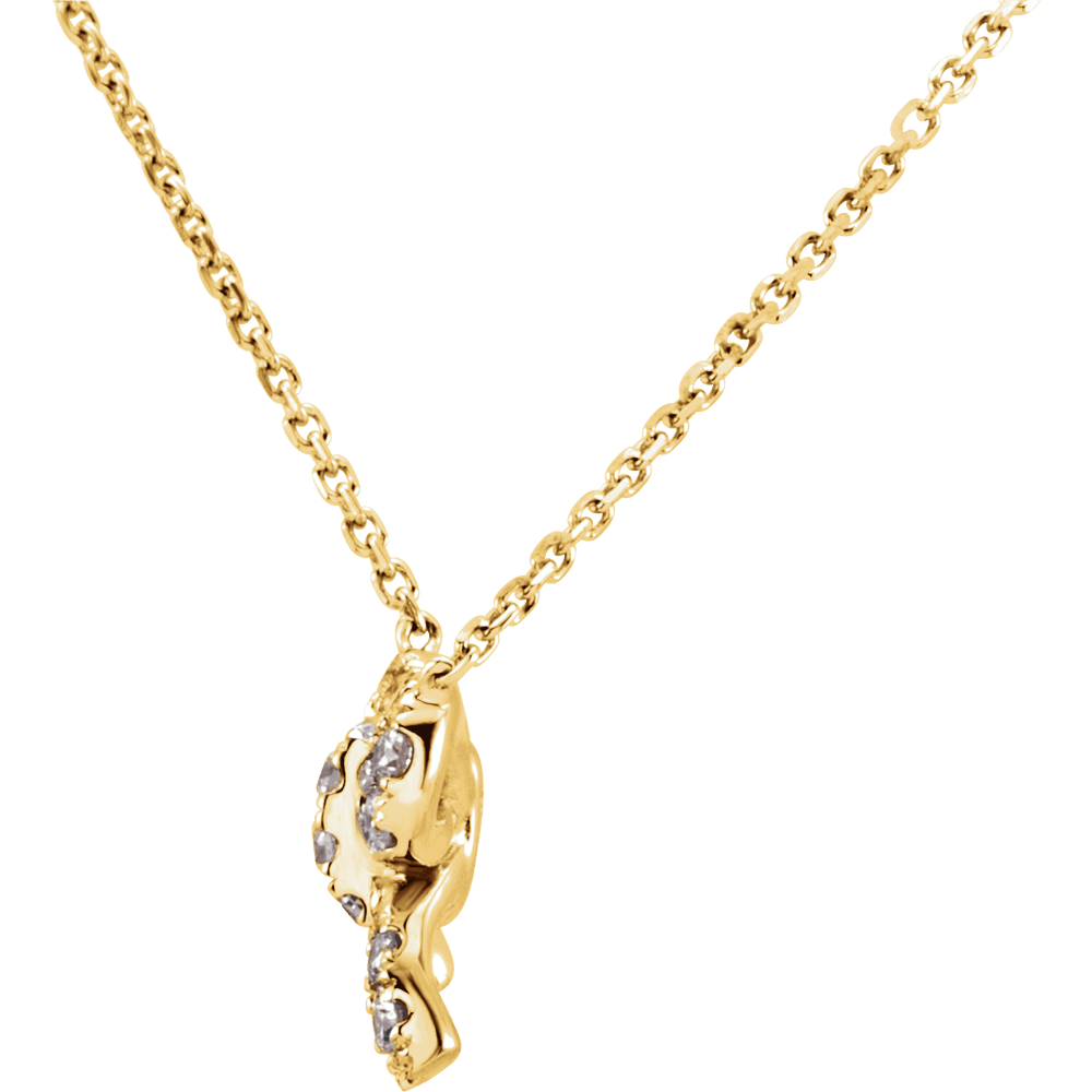 14K Yellow Gold 1/6 CTW  Diamond Bow Necklace