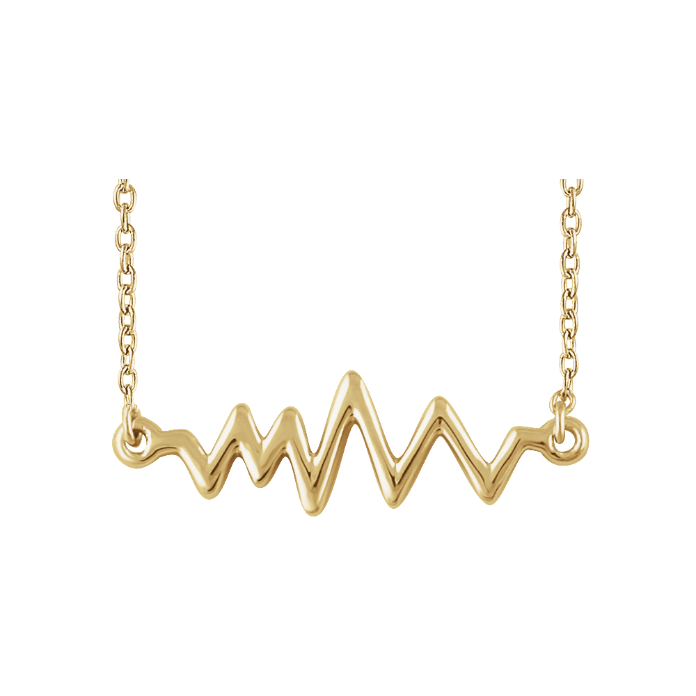 14K Yellow Gold Heartbeat Necklace