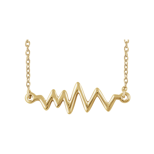 14K Yellow Gold Heartbeat Necklace