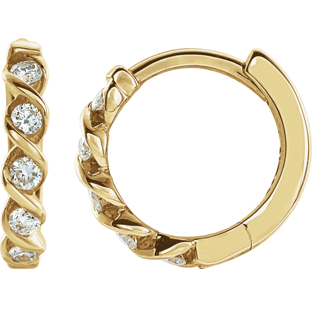 14K Yellow Gold 1/10 CTW Natural Diamond 9 mm Hoop Earrings