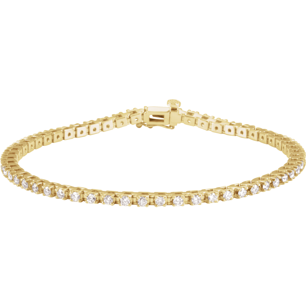 14K Gold 2 1/4 CTW Natural Diamond Line 7 1/4" Line Bracelet