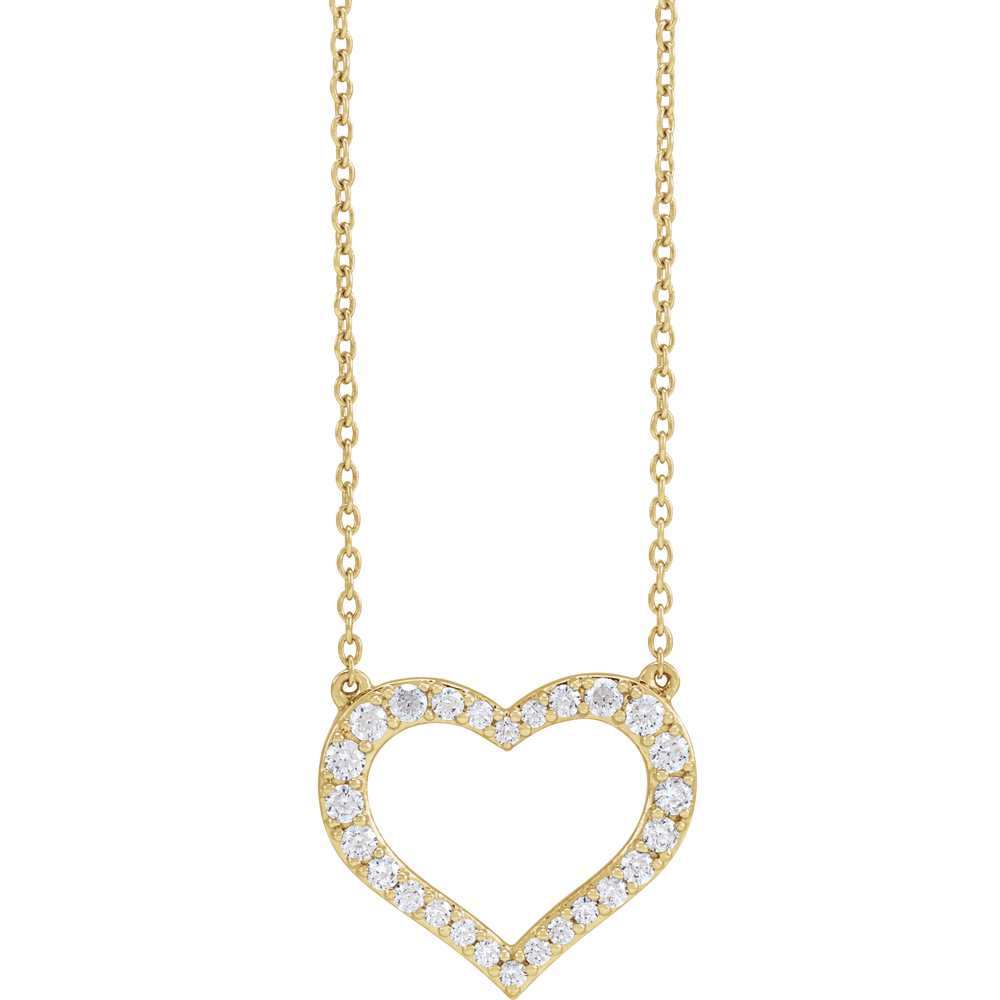 14K Yellow Gold 3/8 CTW Lab-Grown Diamond Heart Necklace