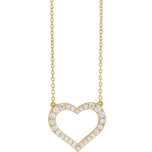 14K Yellow Gold 3/8 CTW Lab-Grown Diamond Heart Necklace