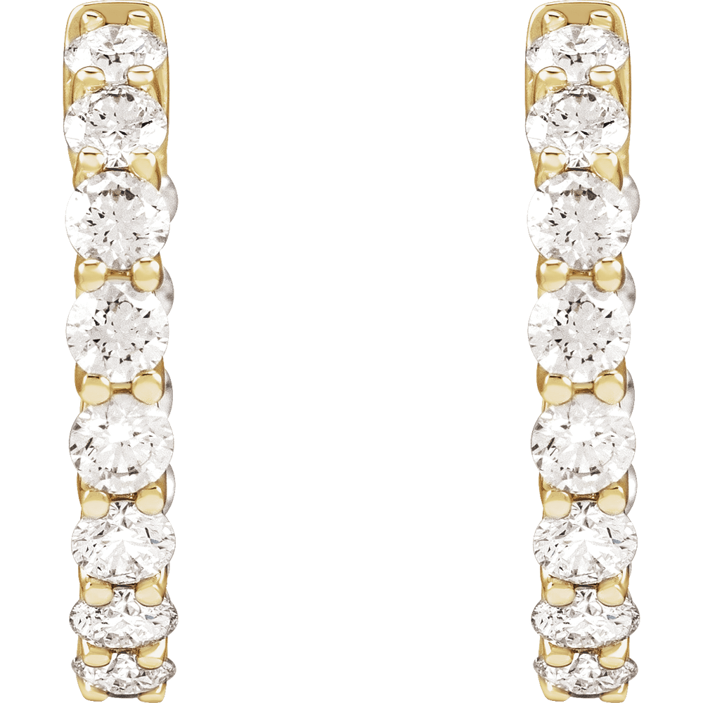 14K Yellow Gold 2 1/5 CTW Natural Diamond Inside-Outside Hoop Earrings