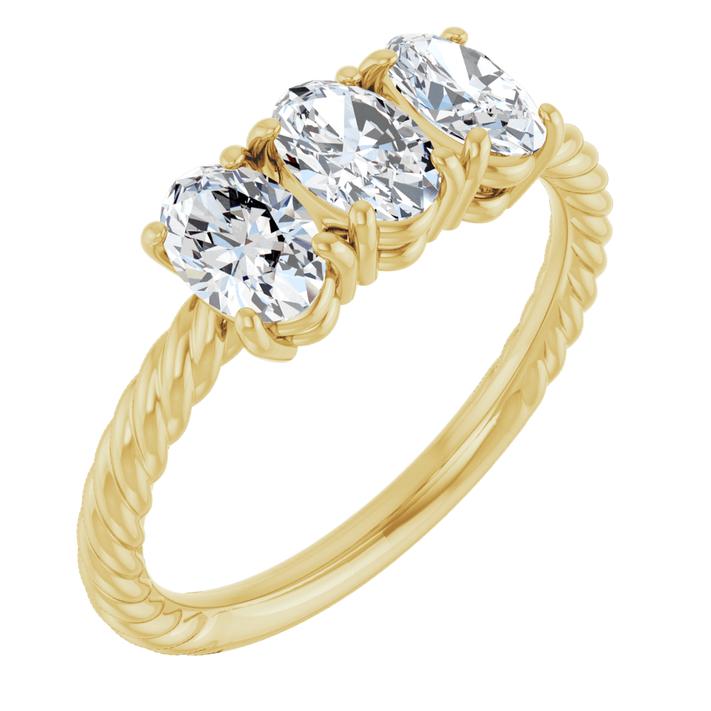 14K Yellow Gold 3 CTW Lab-Grown Diamond Three-Stone Ring