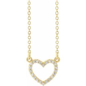 14K Yellow .08 CTW Natural Diamond Petite Heart 16" Necklace