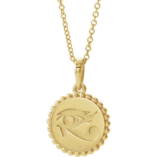 14K Yellow Gold Eye of Horus Necklace