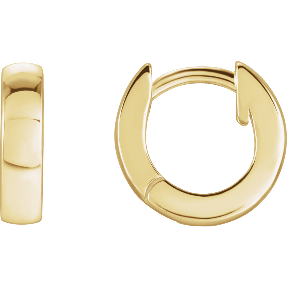 14K Yellow Gold Hinged 9.5 mm Hoop Earrings