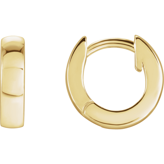 14K Yellow Gold Hinged 9.5 mm Hoop Earrings