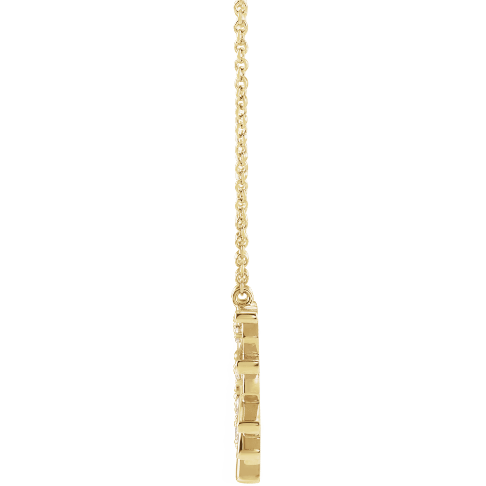 14K Yellow Gold 1/8 CTW Diamond Fan Necklace