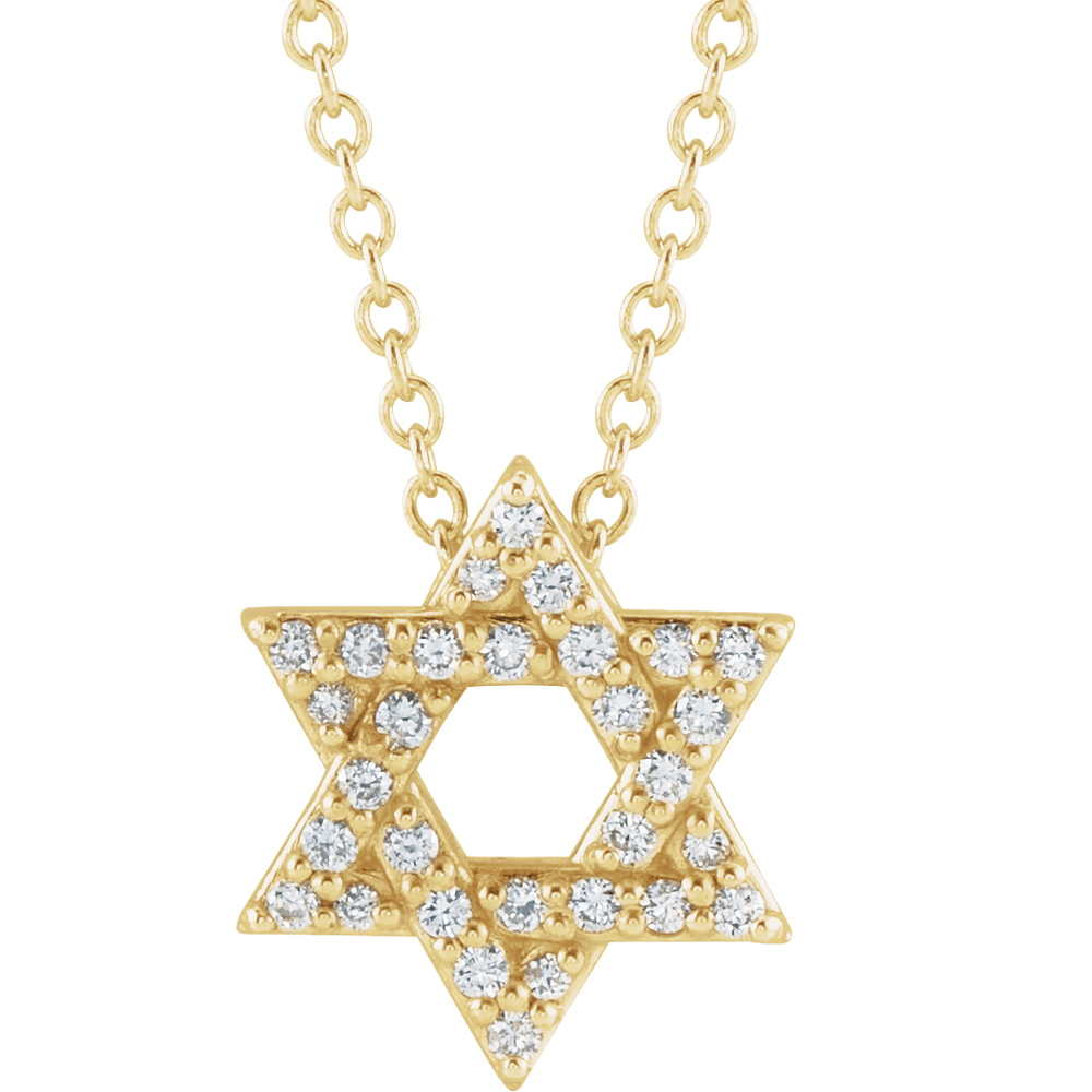 14K Yellow Gold 1/10 CTW Diamond Star of David Necklace