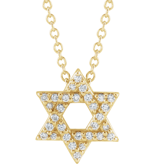 14K Yellow Gold 1/10 CTW Diamond Star of David Necklace