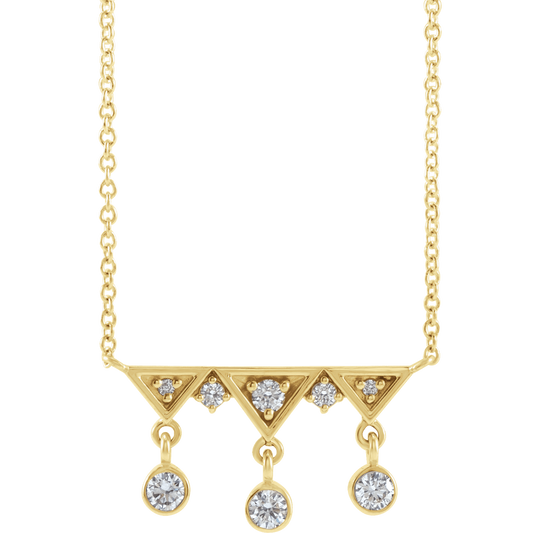 14K Yellow Gold 1/5 CTW Diamond Fringe Bar Necklace