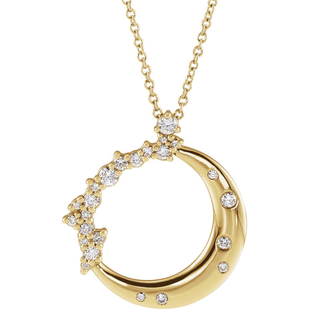 14K Yellow Gold 1/4 CTW Diamond Crescent Moon Necklace