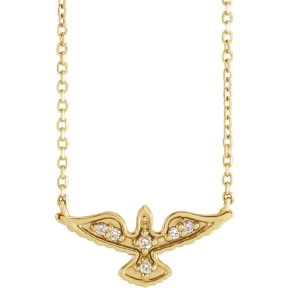 14K Yellow Gold .05 CTW Diamond Holy Spirit Necklace