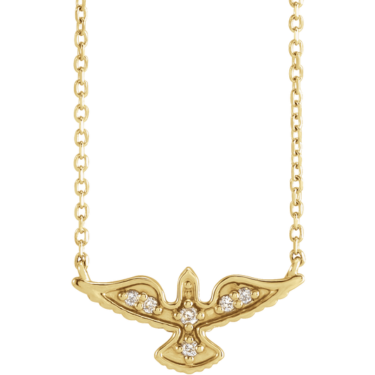 14K Yellow Gold .05 CTW Diamond Holy Spirit Necklace