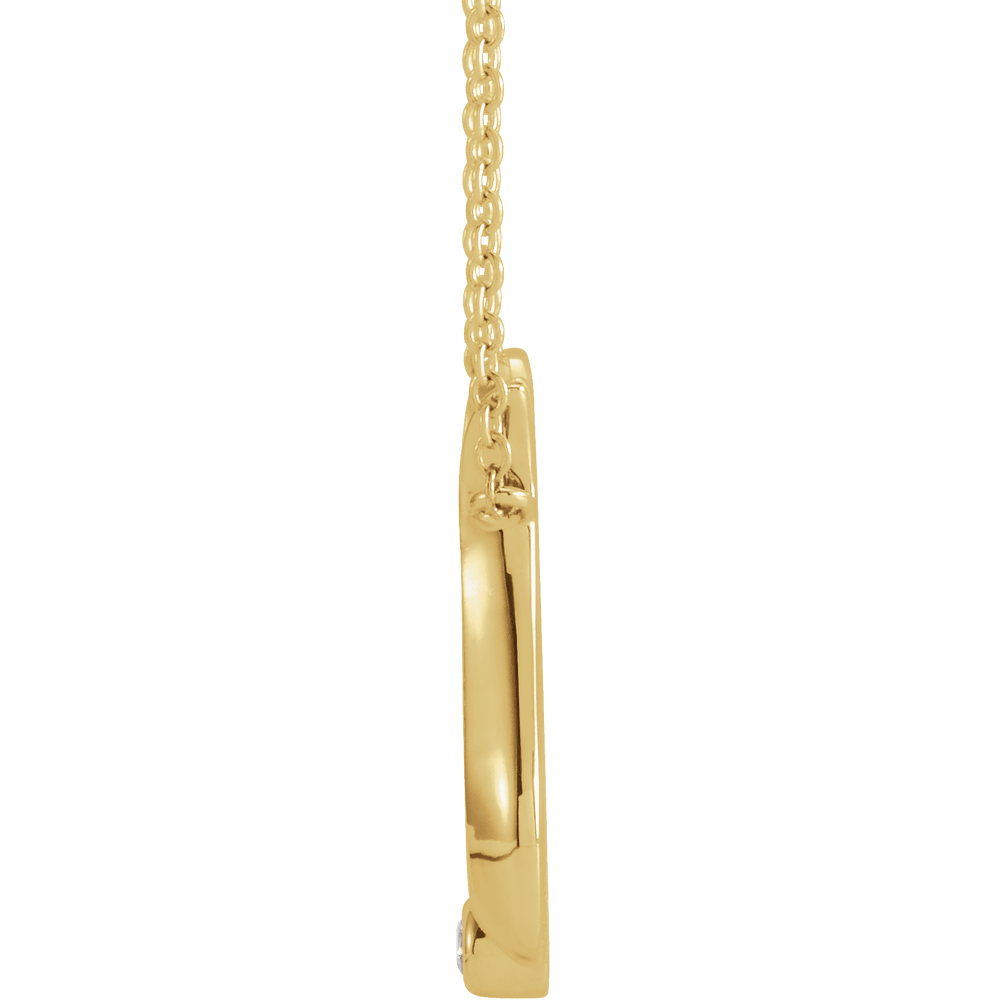 14K Yellow Gold .03 CT Diamond Shiva Trishula Necklace