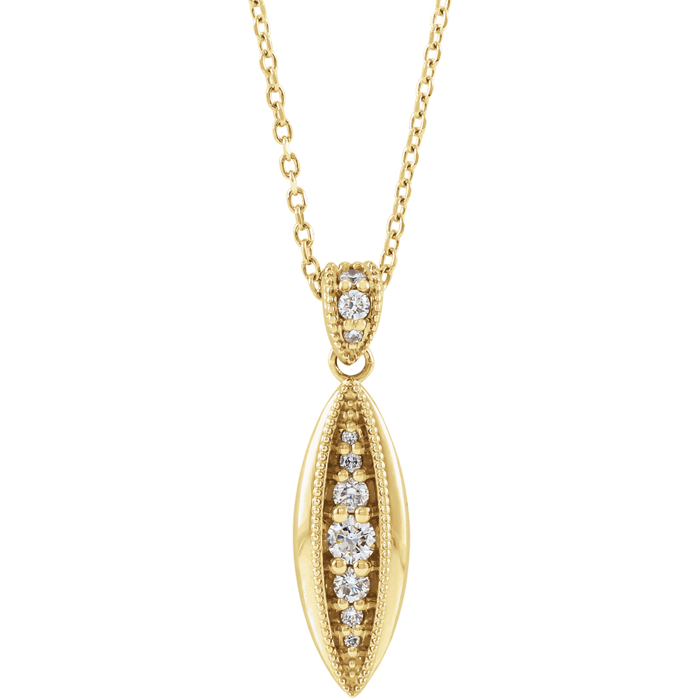 14K Yellow Gold 1/6 CTW Diamond Beaded Necklace