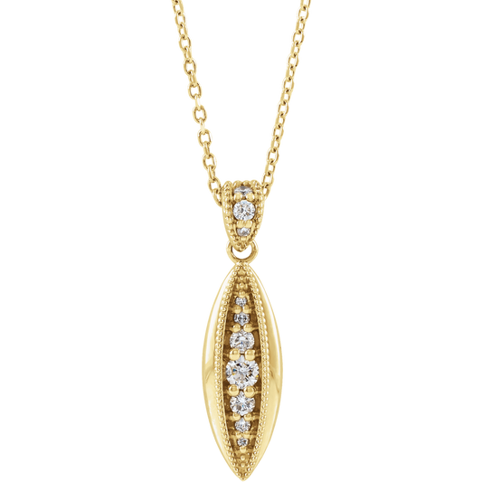 14K Yellow Gold 1/6 CTW Diamond Beaded Necklace