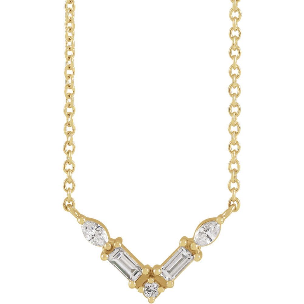 14K Yellow Gold 1/6 CTW Diamond V Necklace