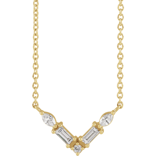 14K Yellow Gold 1/6 CTW Diamond V Necklace