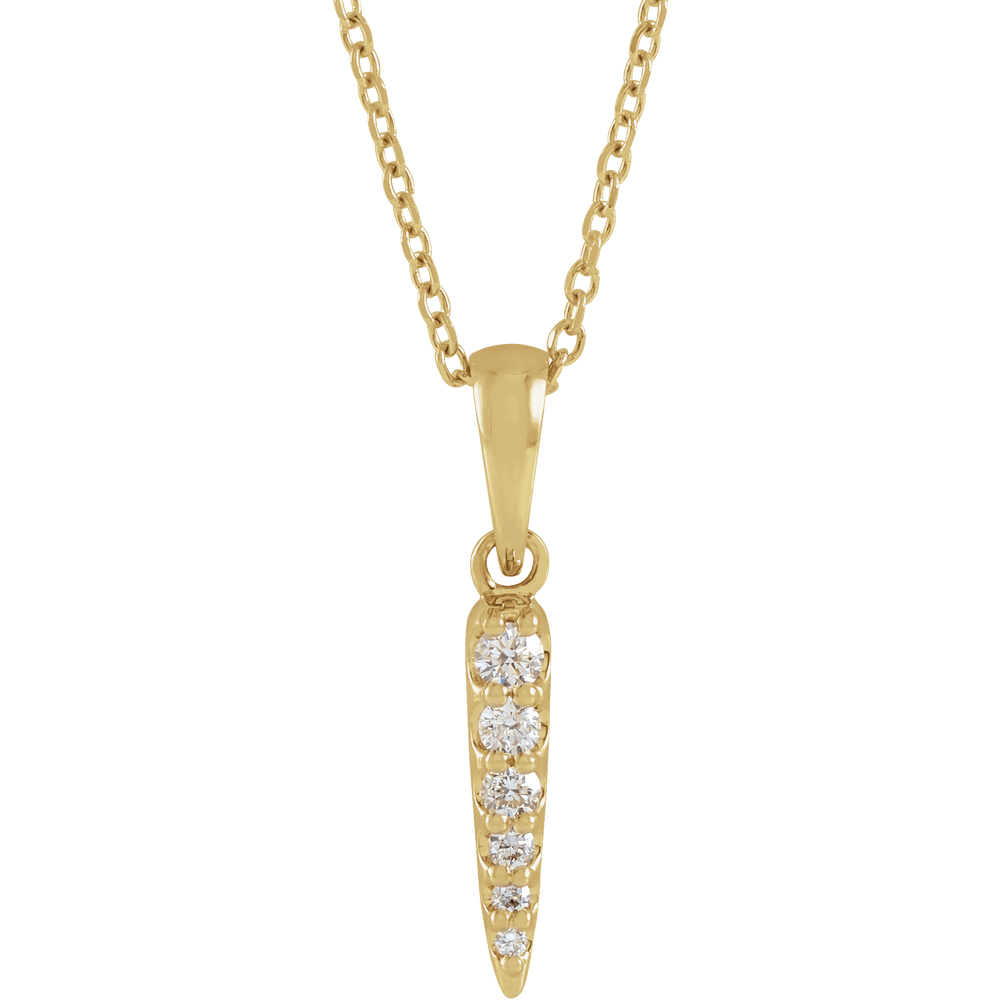 14K Yellow Gold 1/10 CTW Diamond Spike Necklace