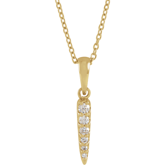 14K Yellow Gold 1/10 CTW Diamond Spike Necklace