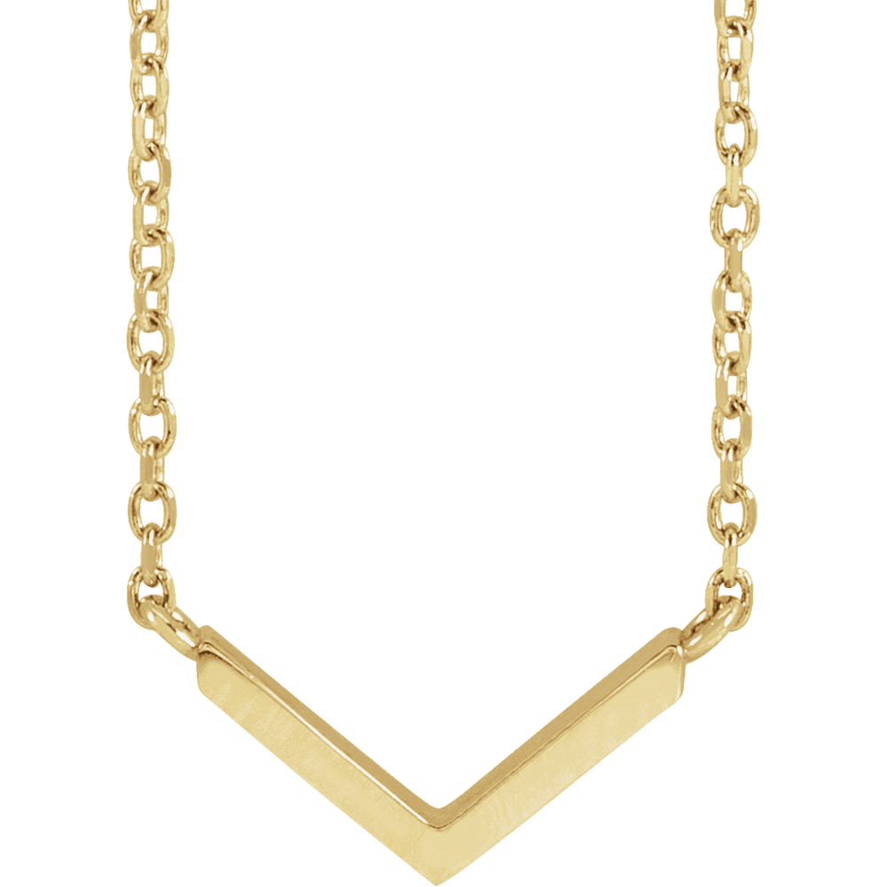 14K Yellow Gold Minimalist V Necklace