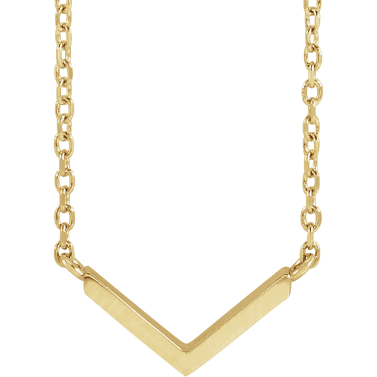 14K Yellow Gold Minimalist V Necklace