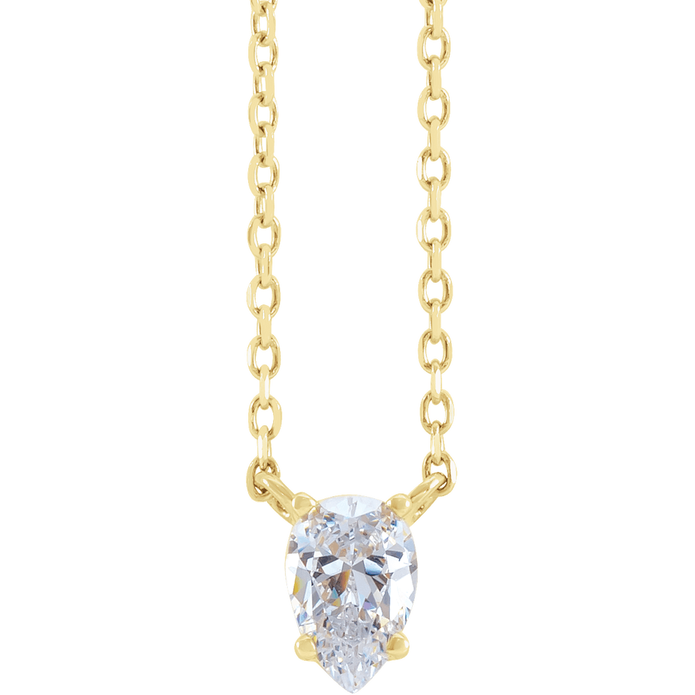 14K Yellow Gold 1/3 CT Natural Diamond Solitaire Necklace