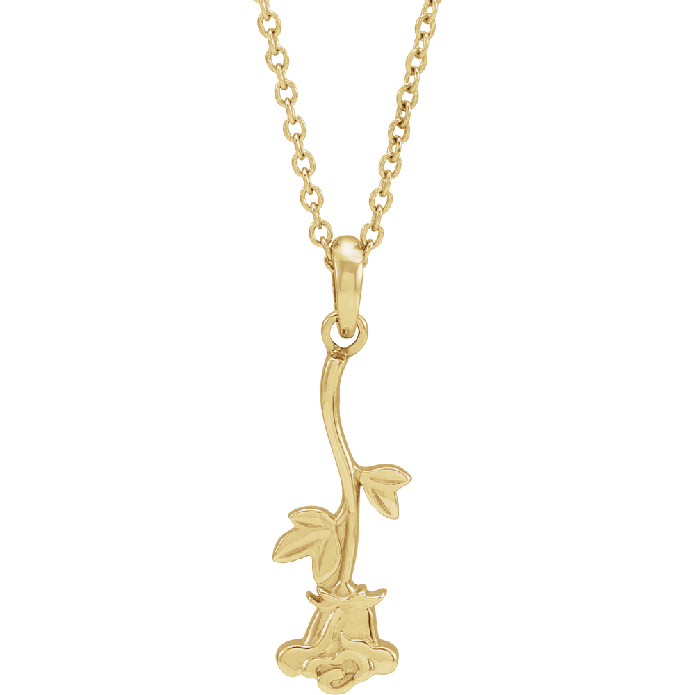 14K Yellow Gold Rose Necklace