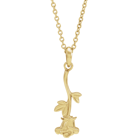 14K Yellow Gold Rose Necklace