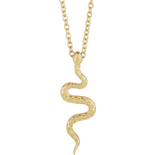 14K Yellow Gold 19.5x6.7 mm Snake Necklace