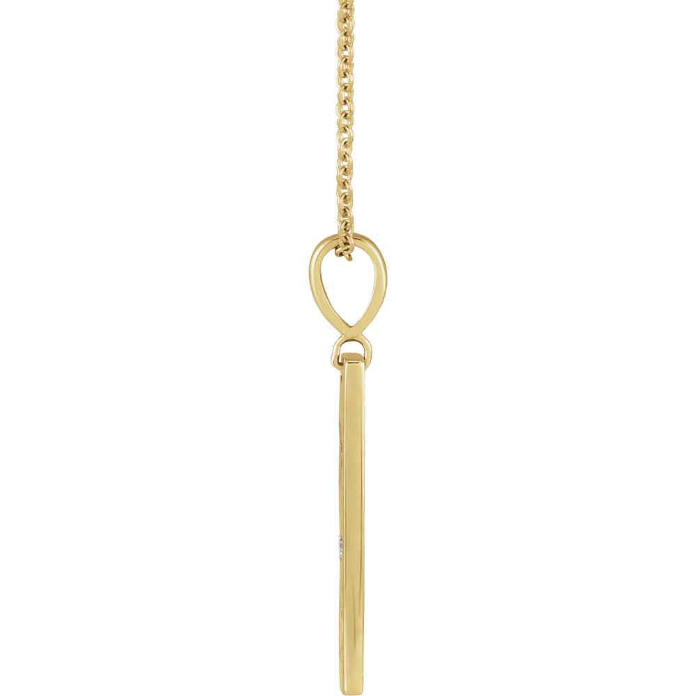 14K Yellow Gold .0075 CT Natural Diamond XO Bar Necklace