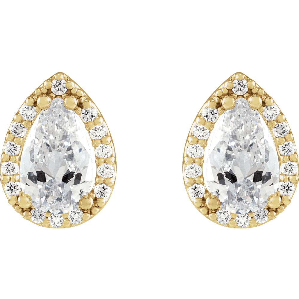 14k White & Yellow Gold 4x2.5 mm Pear 1/4 CTW Natural Diamond Halo-Style Earrings