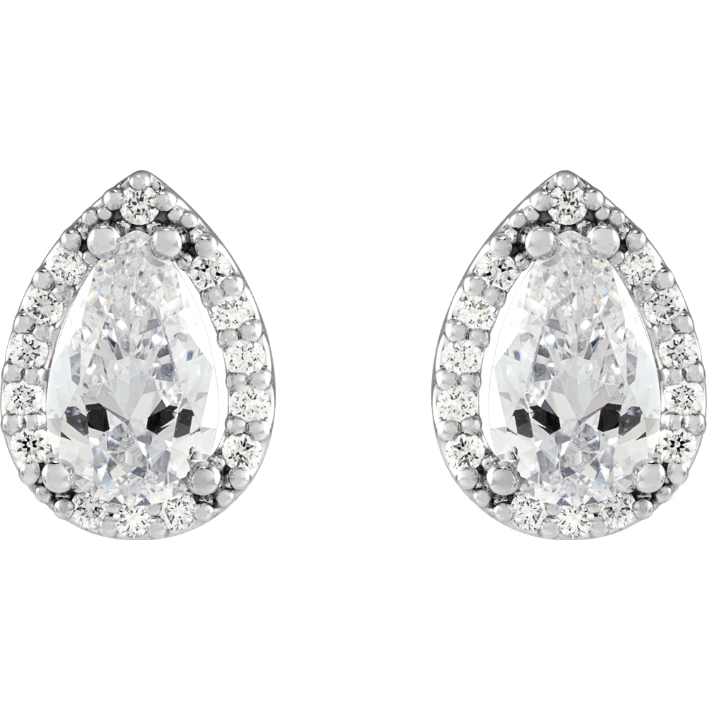 14k White & Yellow Gold 4x2.5 mm Pear 1/4 CTW Natural Diamond Halo-Style Earrings