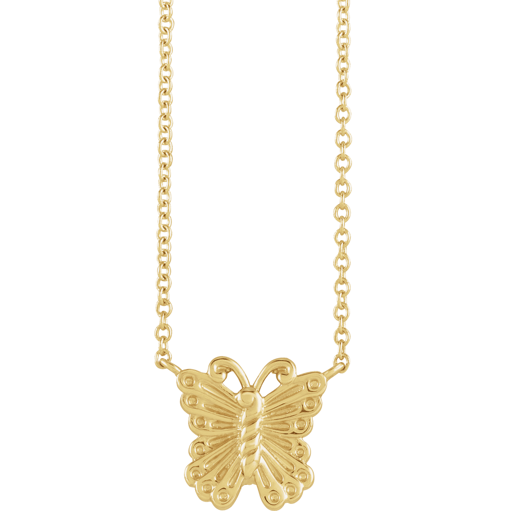 14K Yellow Gold Butterfly Necklace